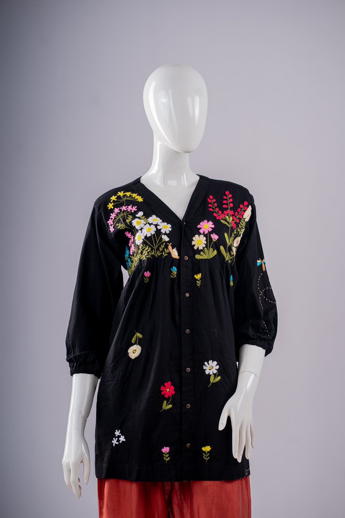 Black Garden Embroidered Tunic