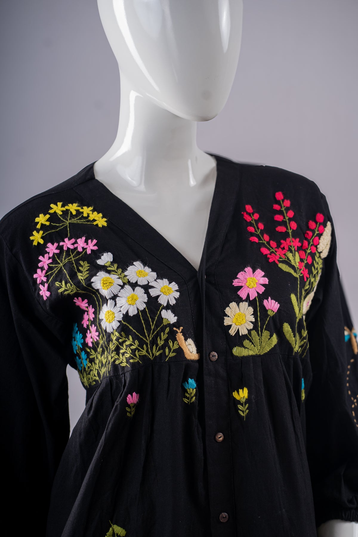 Black Garden Embroidered Tunic