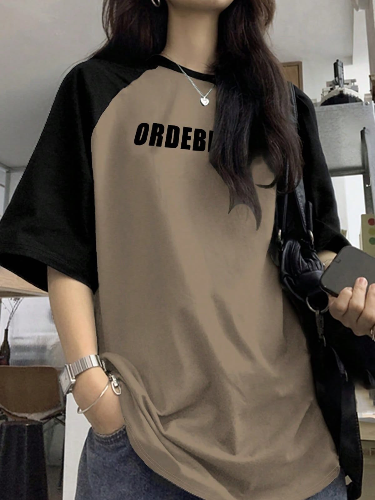 Two-Tone Raglan Oversized T-Shirt