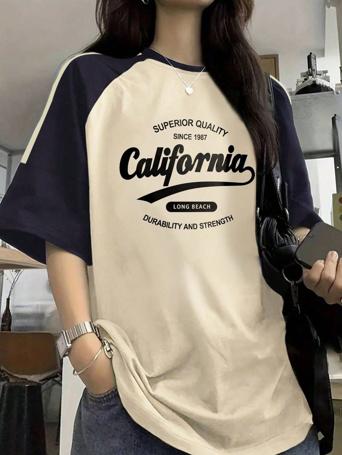 Two-Tone Raglan Oversized T-Shirt