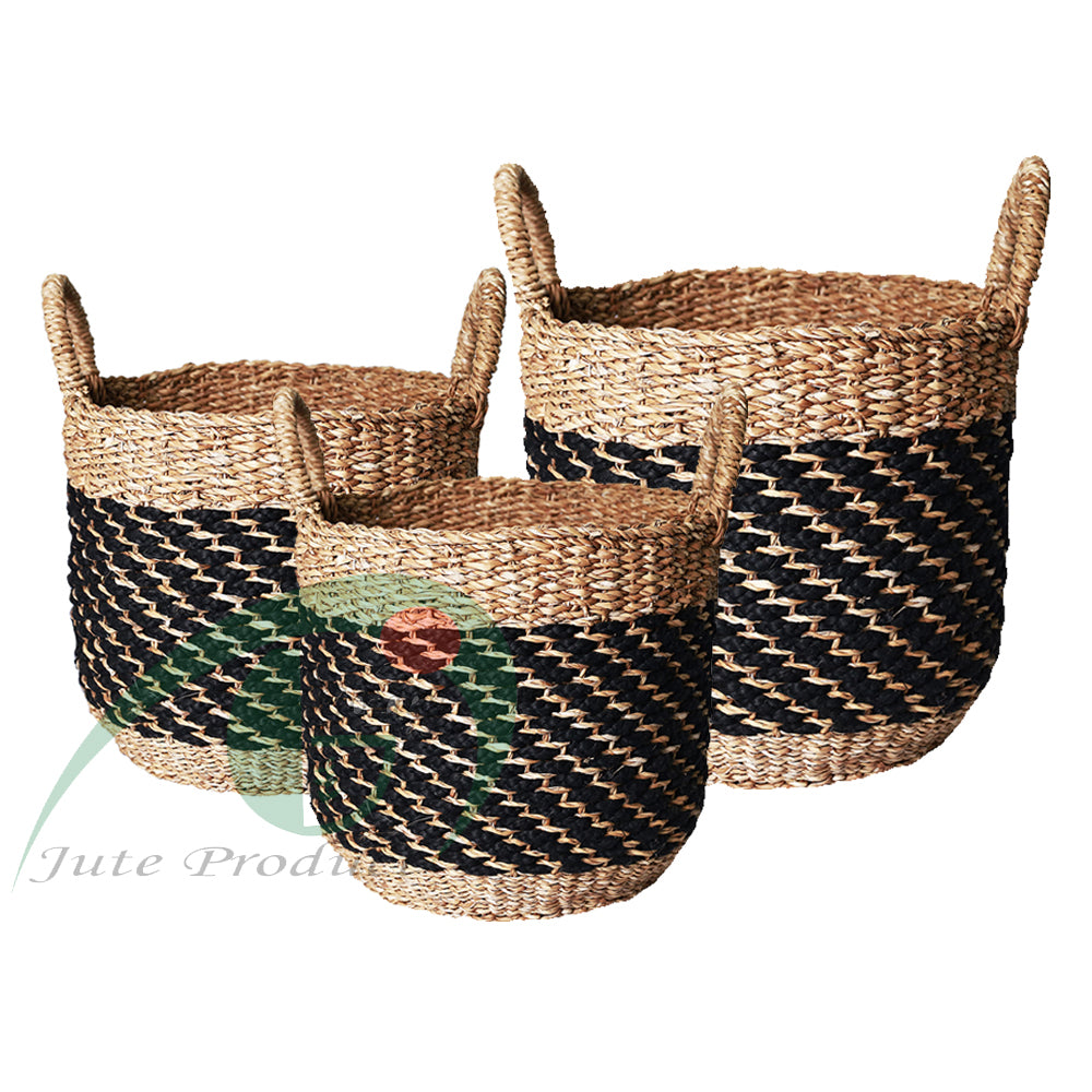 Seagrass U Shape Basket with Black Jute Rope