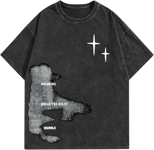 Men's Washed Graphic Oversized T-Shirt – Dark Grey