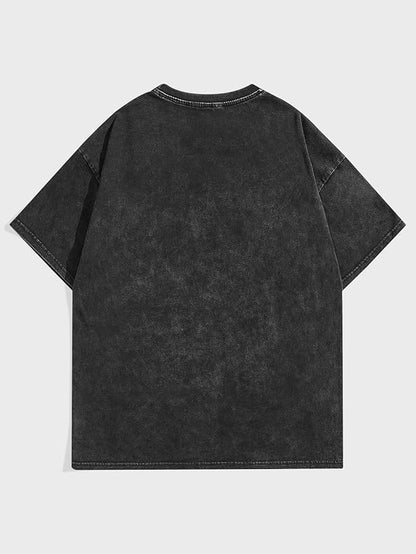 Men's Washed Graphic Oversized T-Shirt – Dark Grey