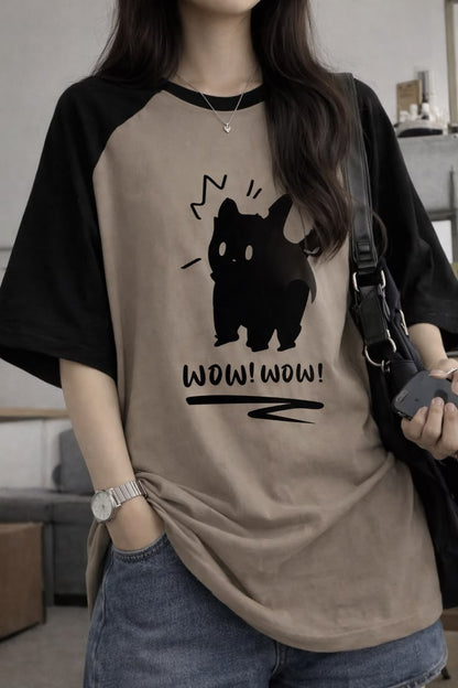 Two-Tone Raglan Oversized T-Shirt