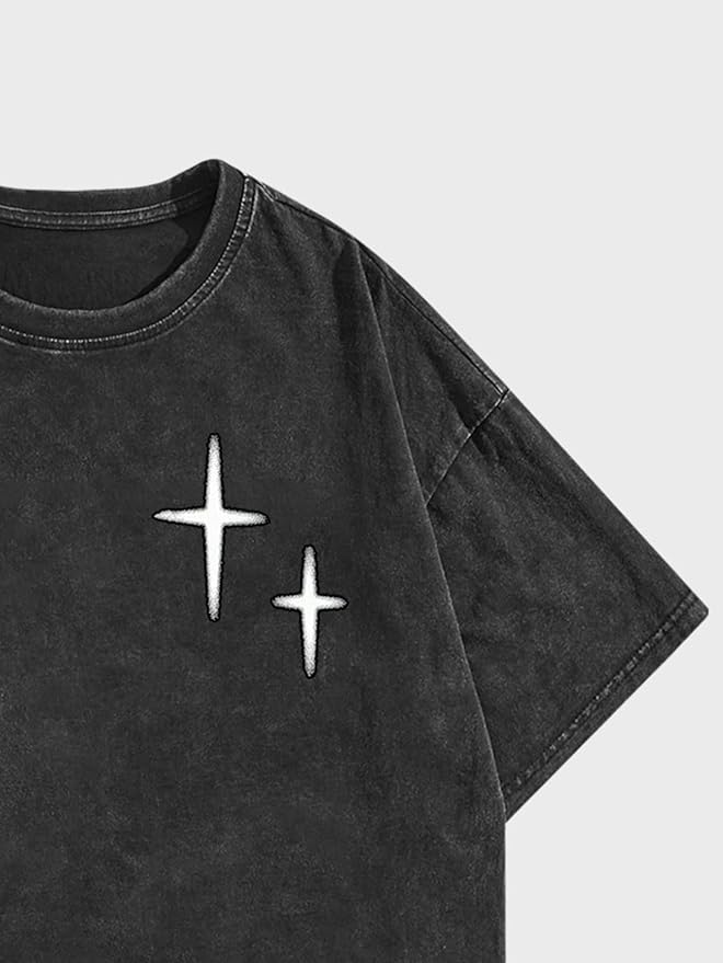 Men's Washed Graphic Oversized T-Shirt – Dark Grey