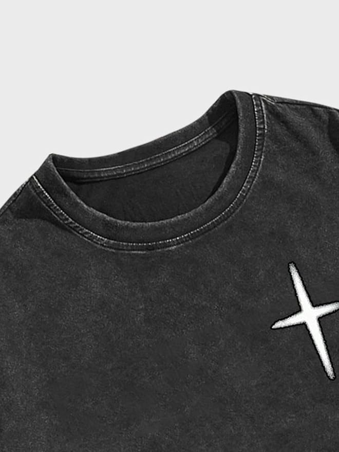 Men's Washed Graphic Oversized T-Shirt – Dark Grey
