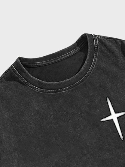 Men's Washed Graphic Oversized T-Shirt – Dark Grey